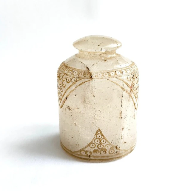Ancient Central Asian Rock Crystal Chess Game Carved Tower Bead Element - 60 mm