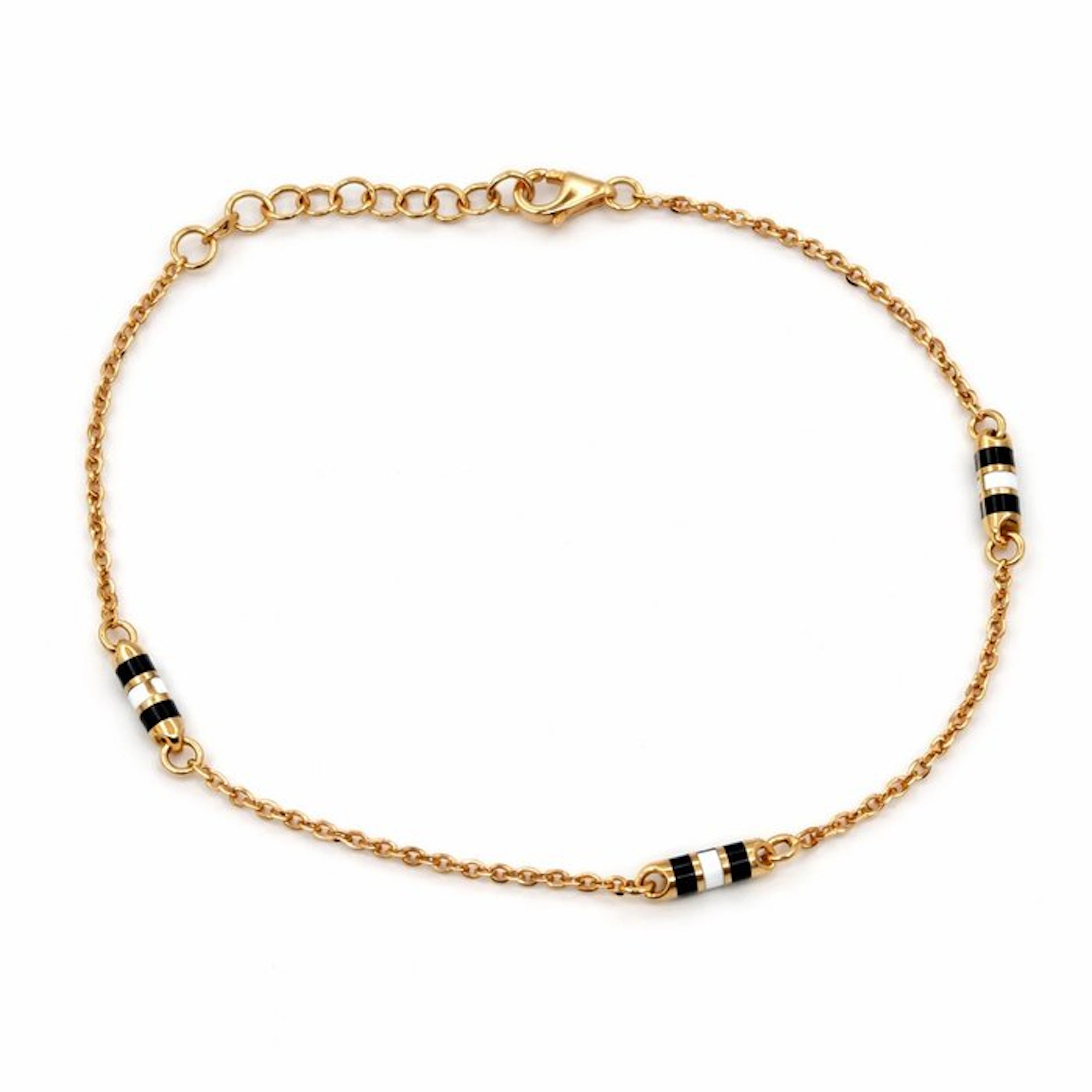 Bracelet - 18 kt. Yellow gold - White and Black Nail Polish