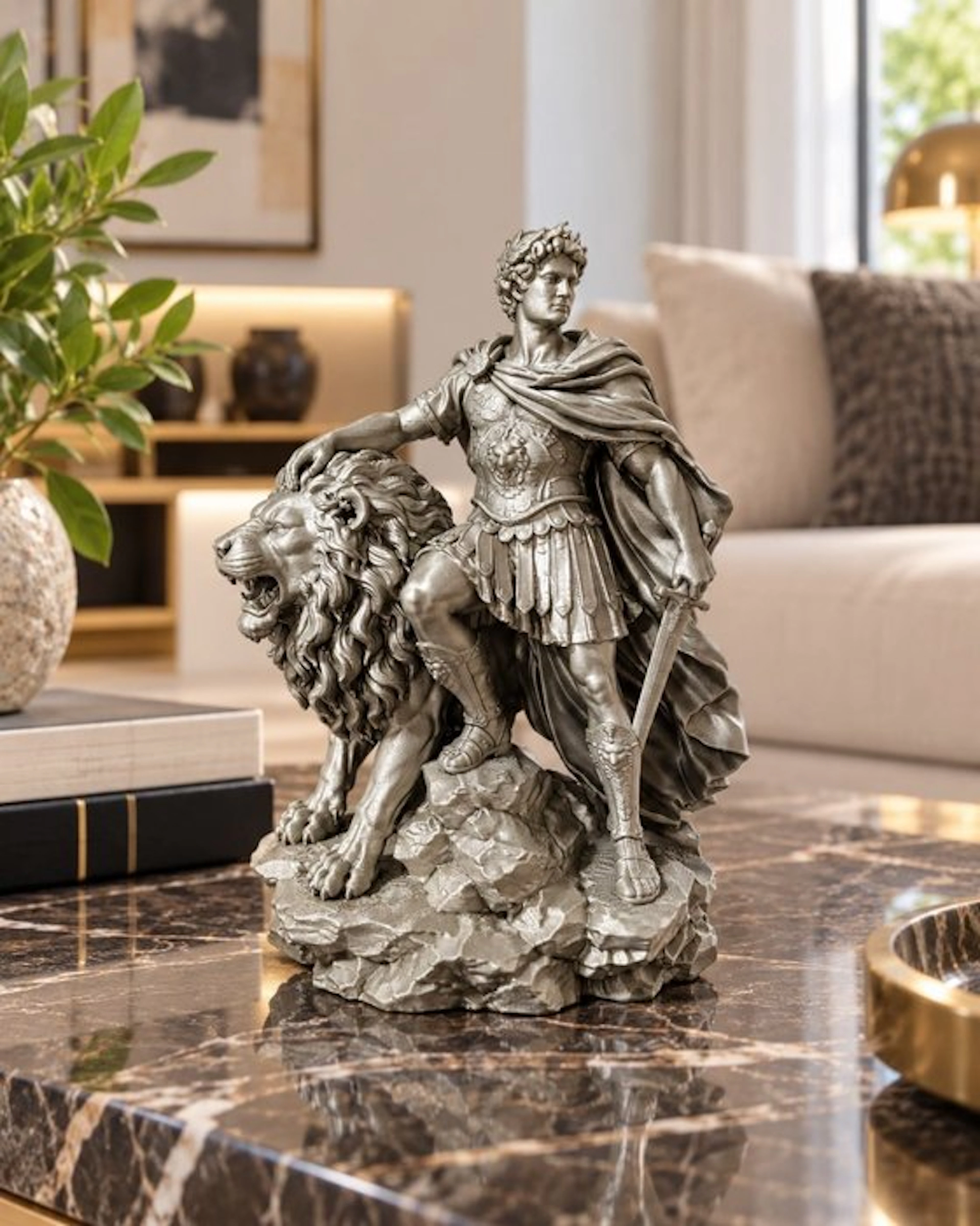 Figure - Titolo: Imperatore di Roma con Leone – Scultura...