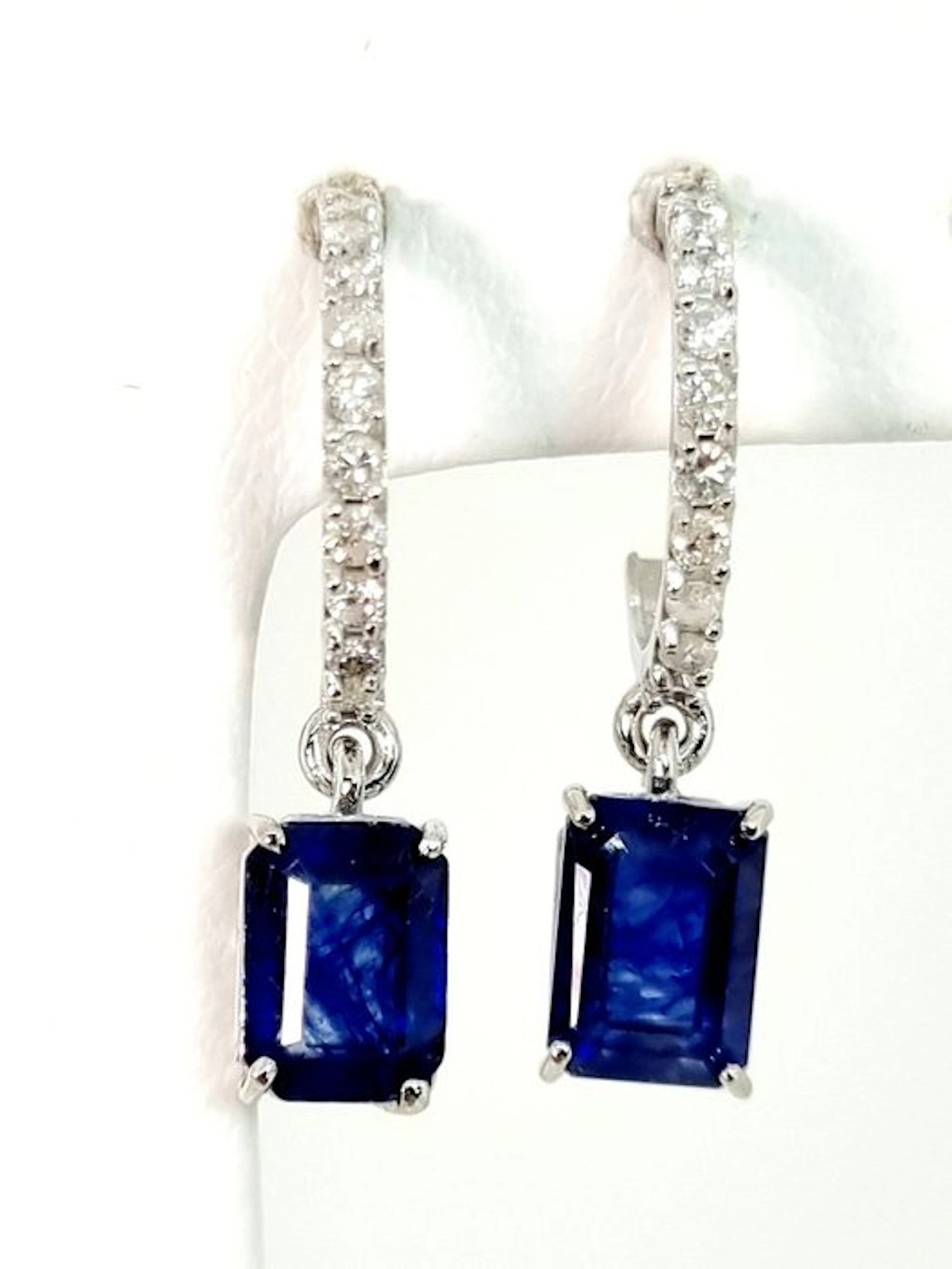 Earrings - 18 kt. White gold Sapphire - Diamond