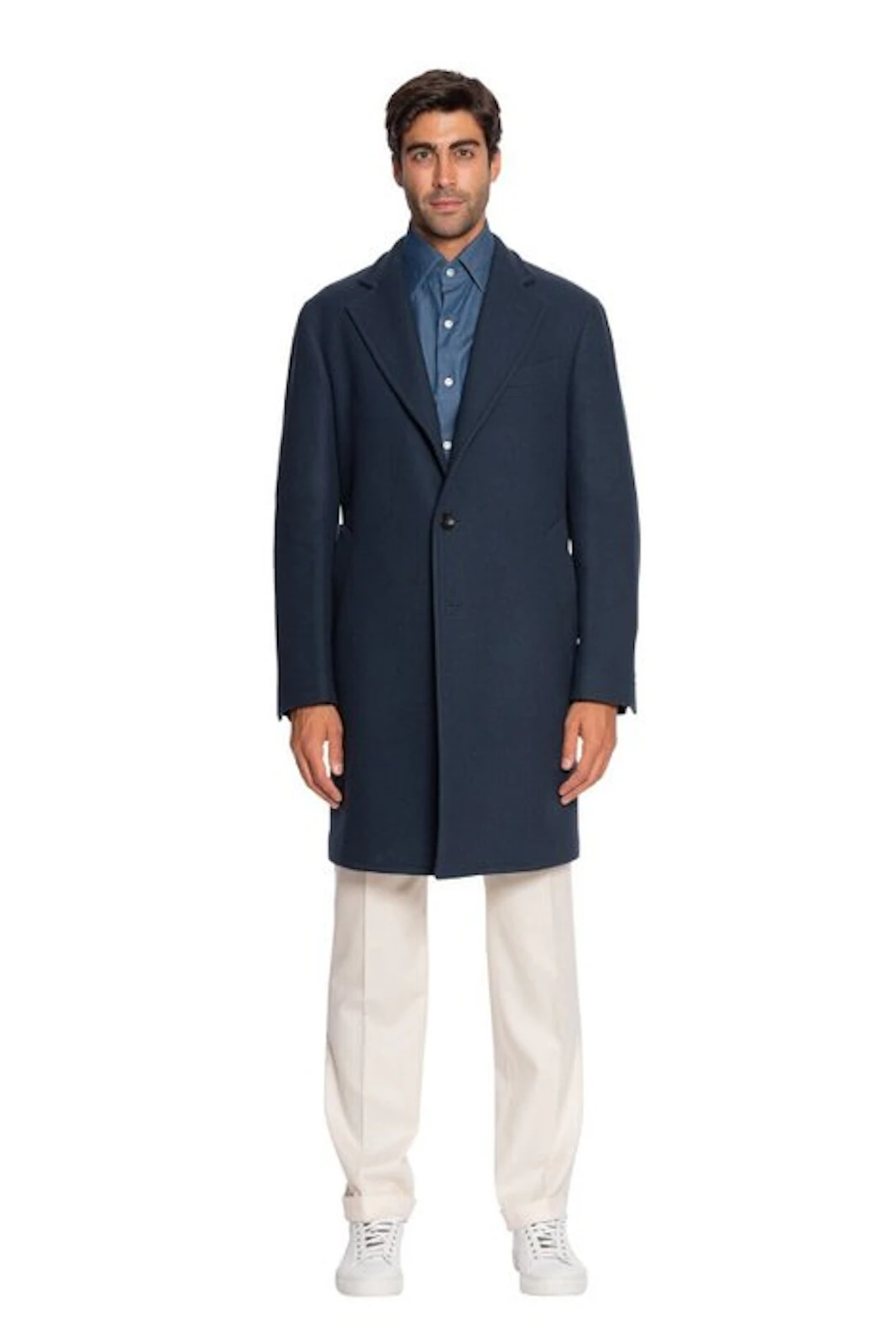 BOGLIOLI MILANO - 56 IT - Blue Single Breasted Solid Long...
