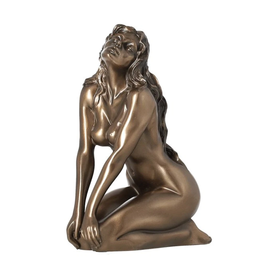 Figurine - Knielende vrouw, bronskleurig - Resin