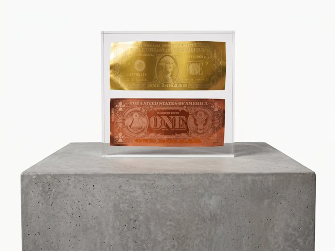 Karl Lagasse - NEW Sculpture *Double One dollar Red & Gold Inclusion*