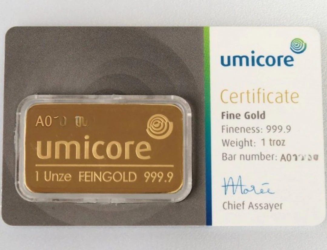 1 Troy Ounce - Gold .999 - Umicore - Sealed & with certificate