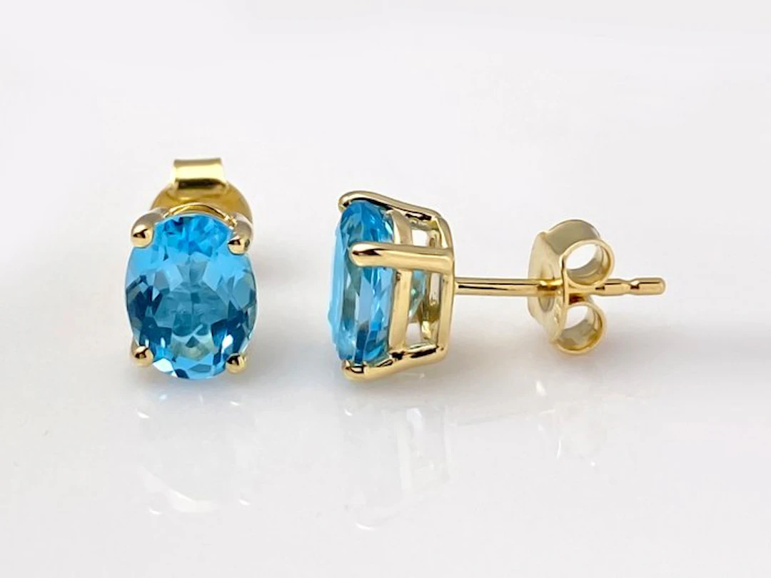 Earrings - 14 kt. Yellow gold - 2.75ct. tw. Topaz