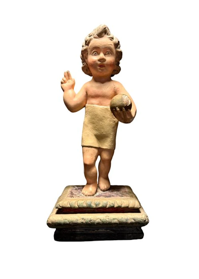 Figure - Niño Jesús de pie con el globo terráqueo - 42 cm - Wood