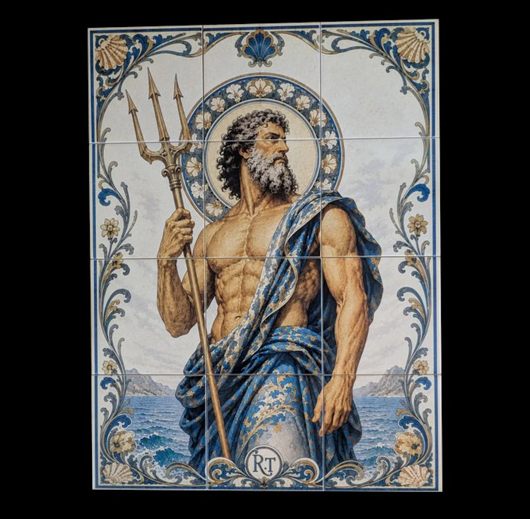 Riviera Tiles - "Poséidon"- Grande composition décorative...