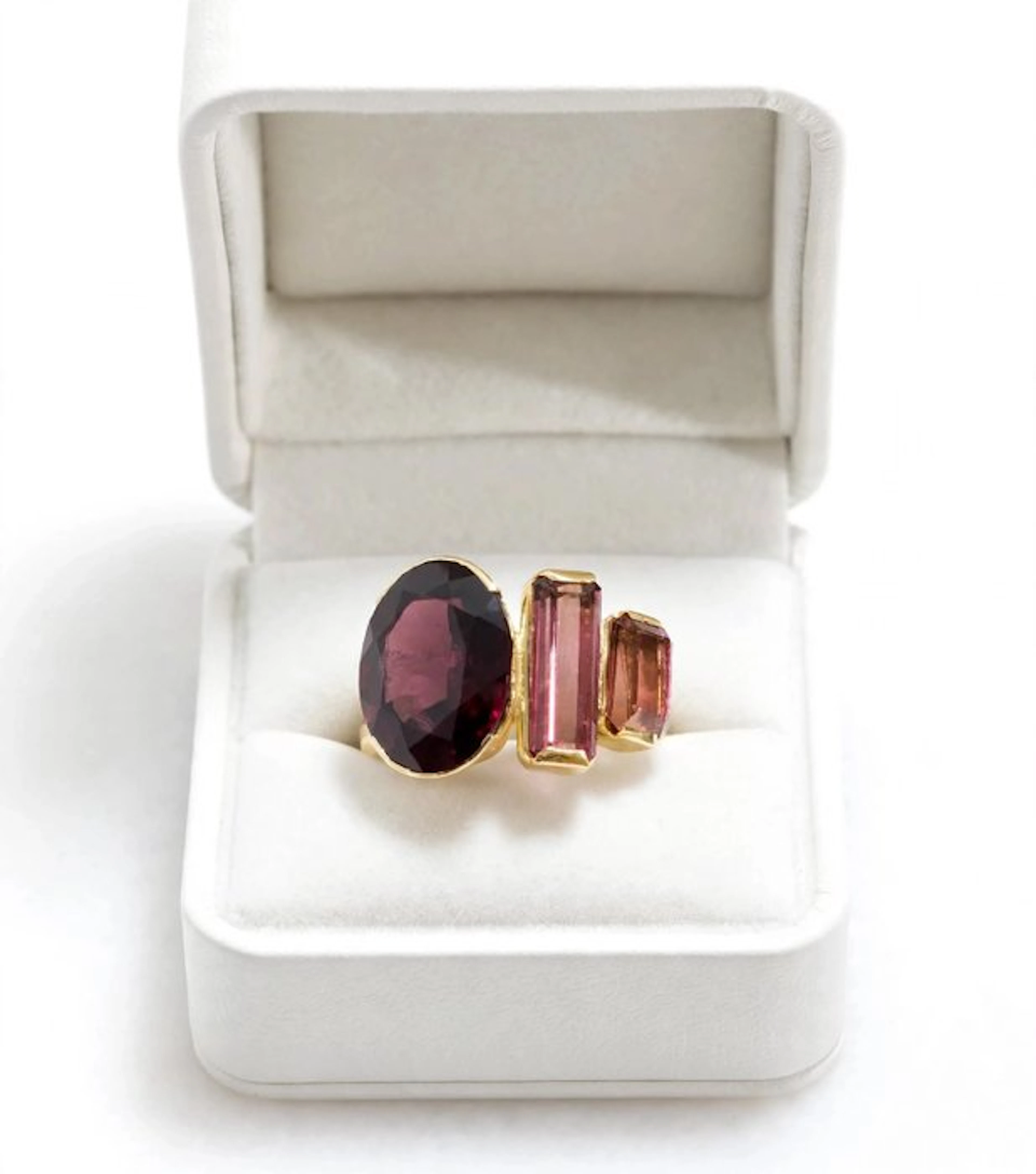 No reserve price - Ring Silver - 17.13ct. tw. Garnet - Tourmaline