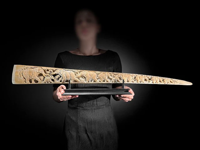 NO RESERVE PRICE - Stunning Large carved Swordfish Tusk...
