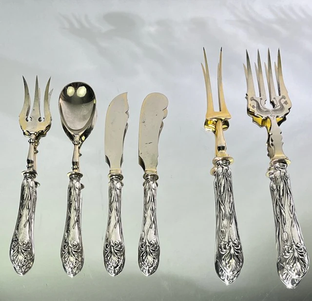 Serving utensil (6) - .800 silver - 1850-1900 - Jugendstil Serving set