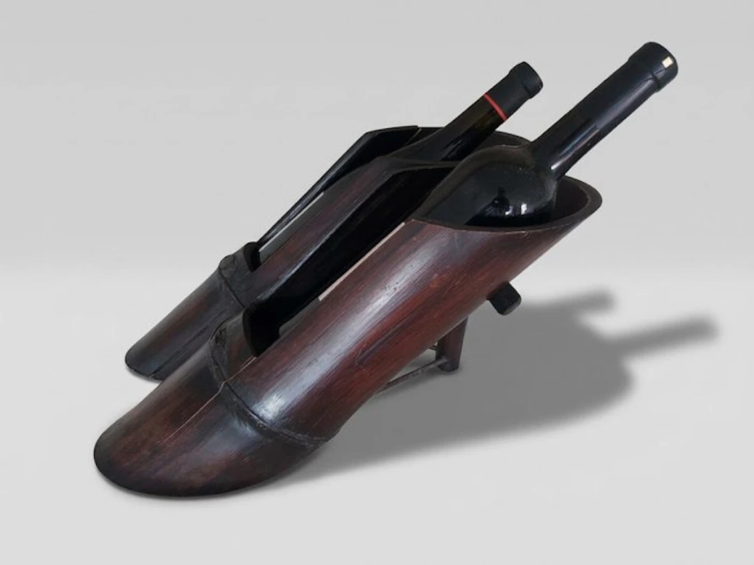 Wine rack - Wooden wine rack in the shape of shoes