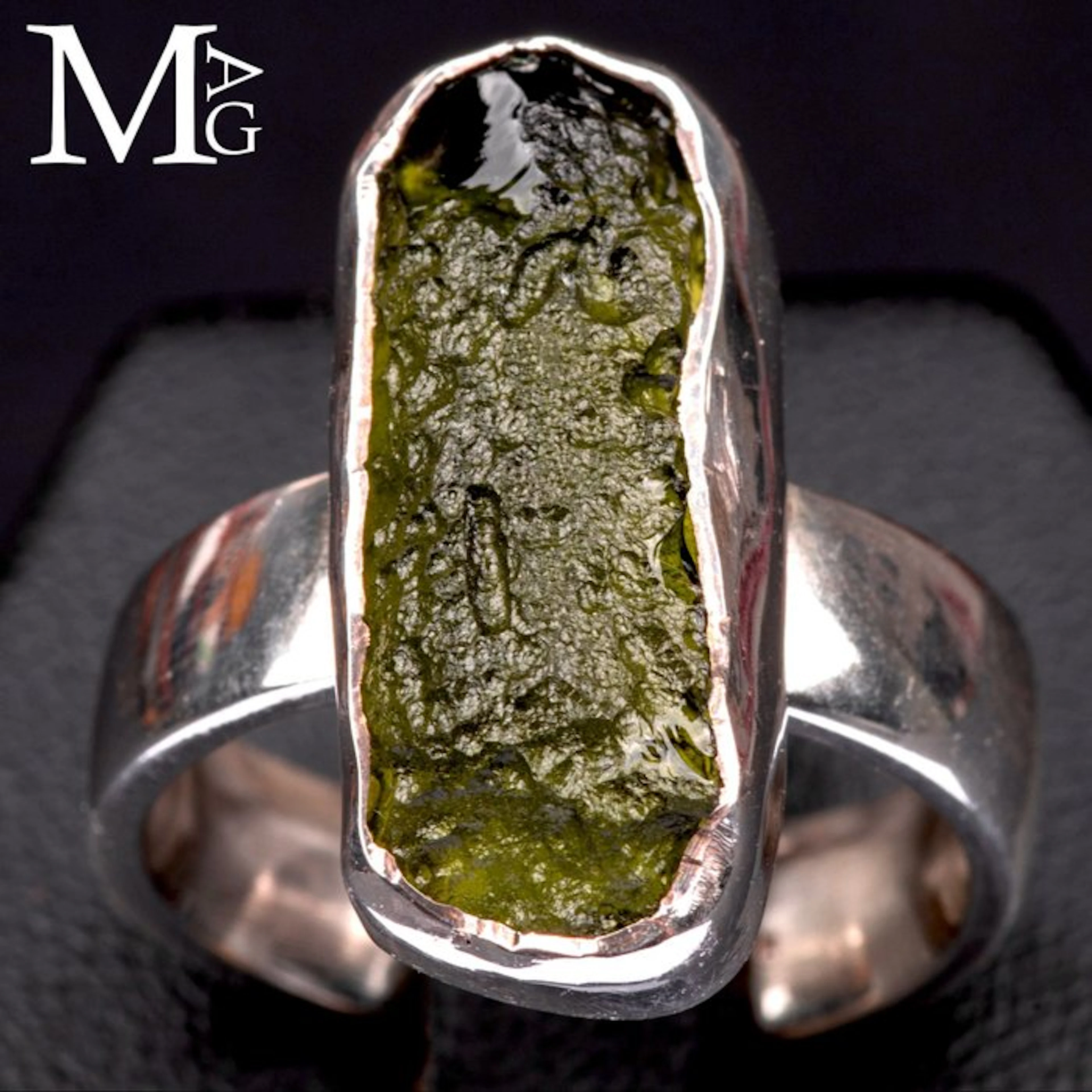 Unique Meteorite Impact - Tektite Gemstone - Silver Ring...