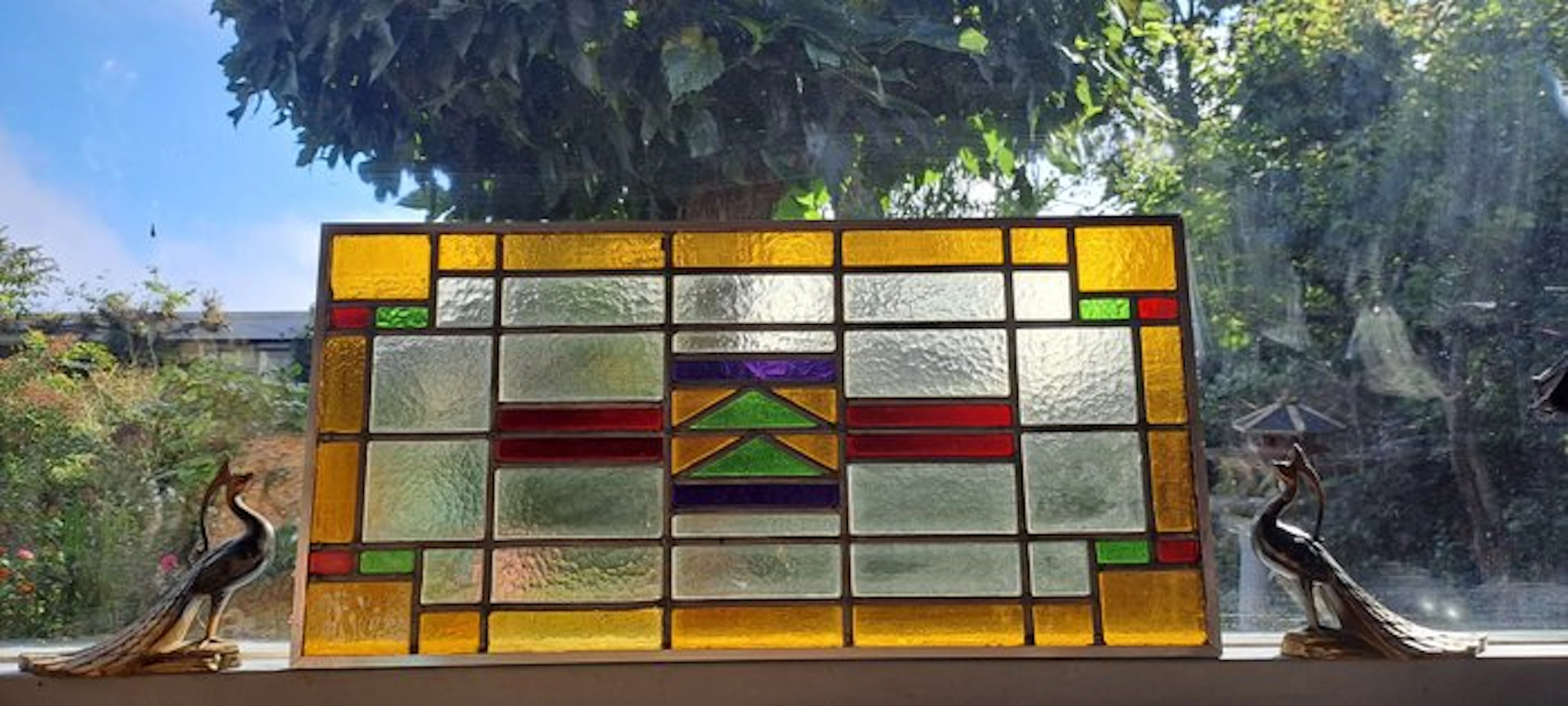 Art Deco Stained glass window - 1920-1930 - Length: 66.5 cm