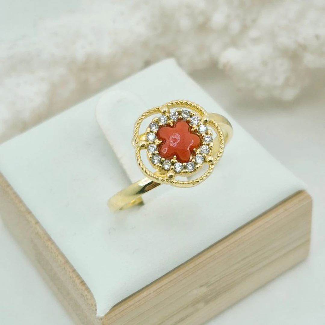 Coral - Silver, Gold-plated, No Reserve - Ring - CORALLO MEDITERRANEO