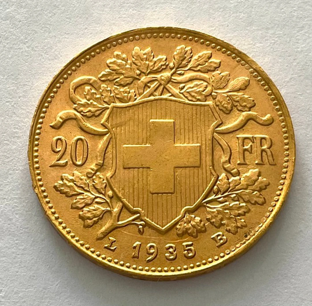 Switzerland. 20 Francs 1935 LB - Vreneli
