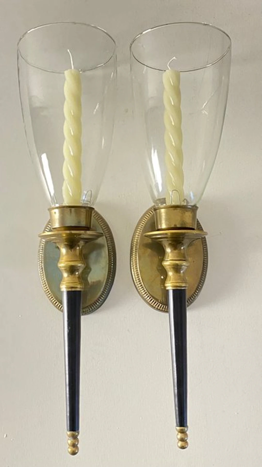 Wall sconce (2) - Brass, Glass