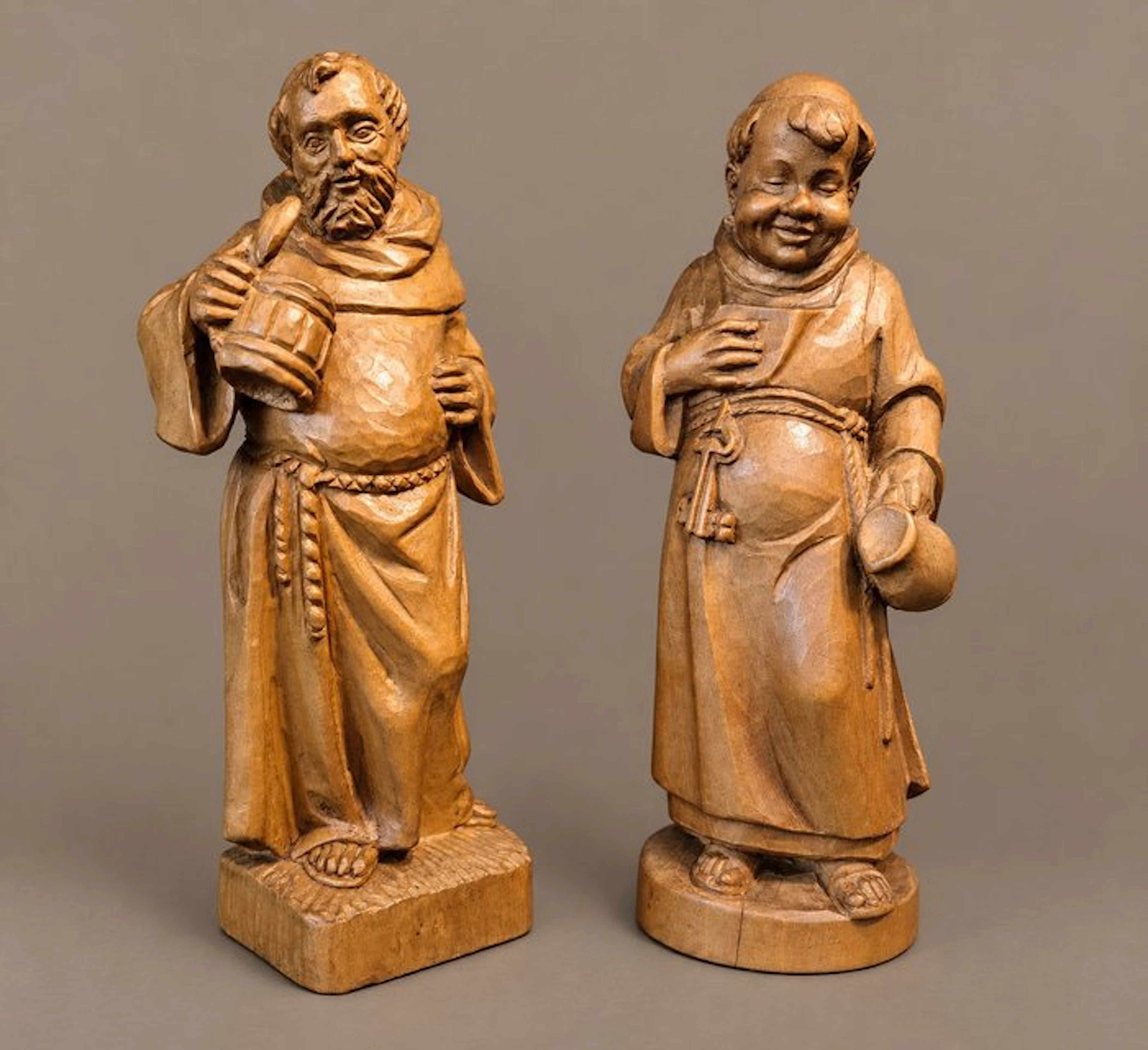 Statue, Twee Meester brouwers trappisten - 22 cm - Wood