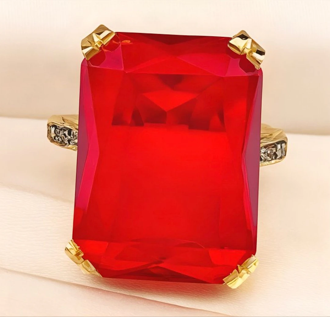 No reserve price - Ring - 9 kt. Yellow gold, Silver Ruby - Diamond