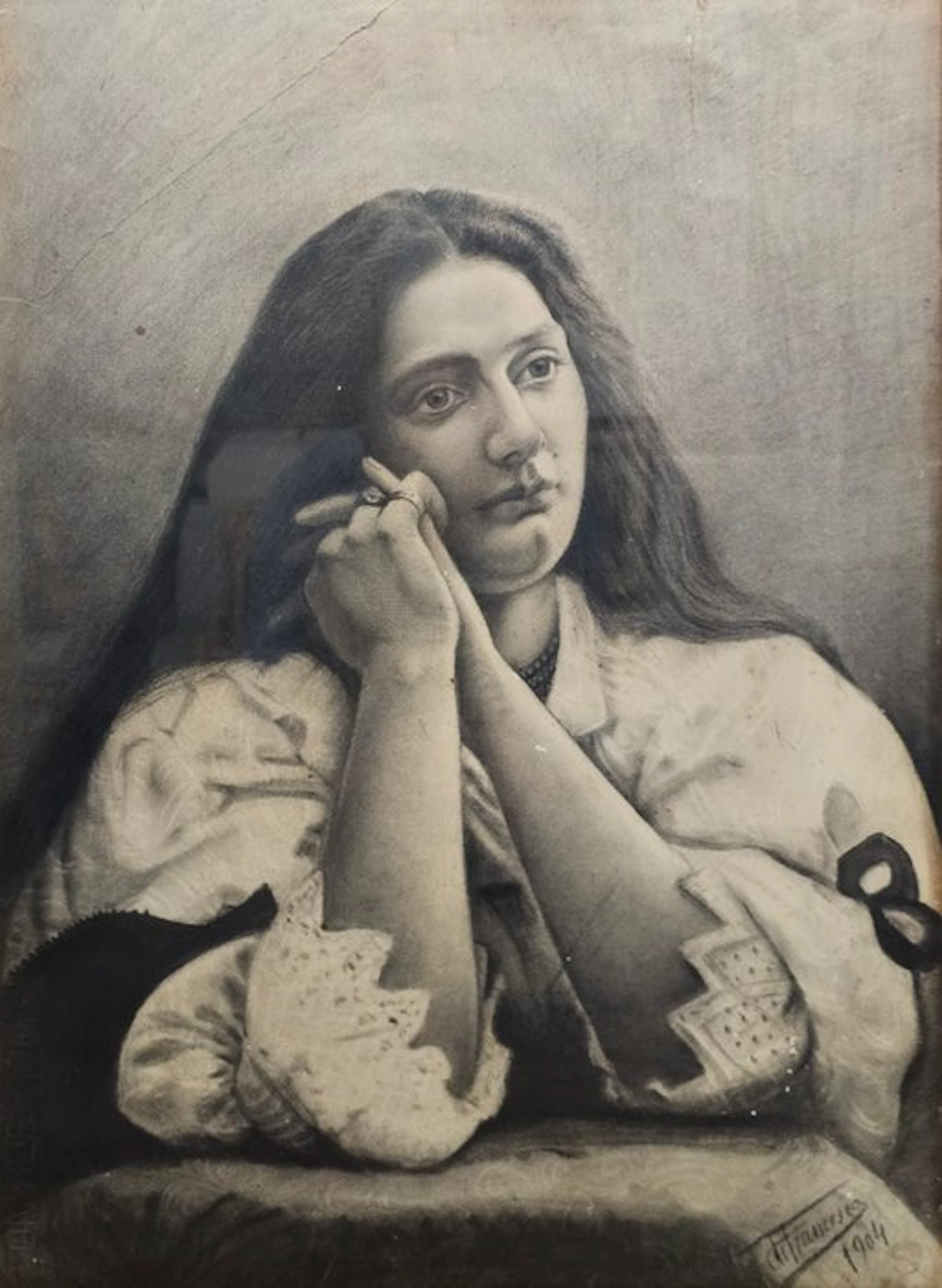 Scuola italiana (XIX-XX), Firmato di Francesco - Ritratto di Rosa