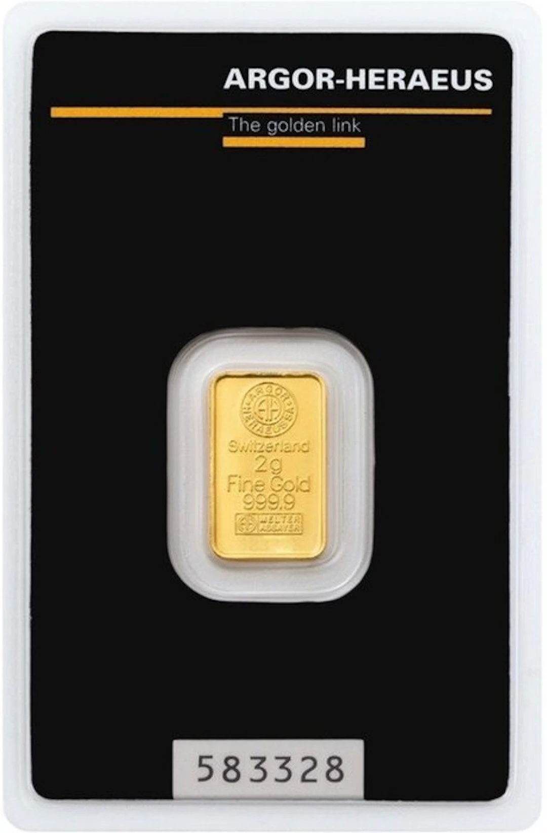 2 grams - Gold .999 - Argor-Heraeus, Switzerland - With certificate