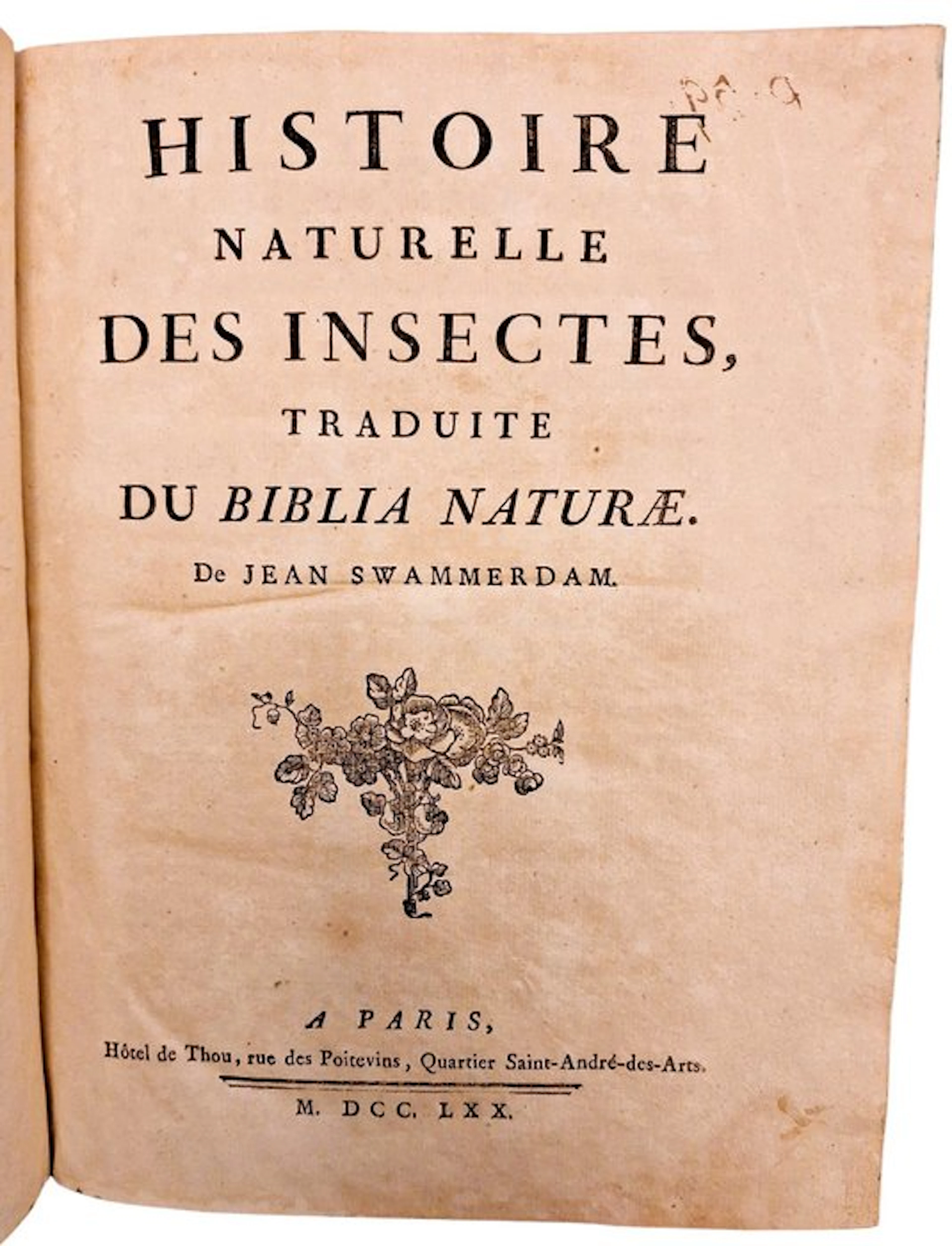 Swammerdam - Histoire Naturelle des Insectes [Biblia Naturae] - 1770