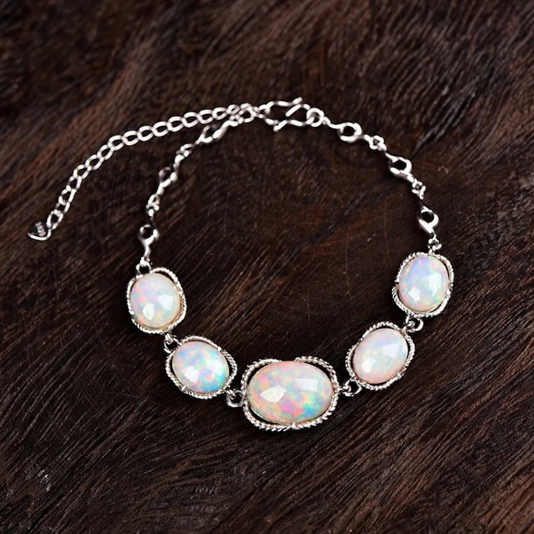 ALGT Certified - Highly Exclusive Natural Opal Bracelet...