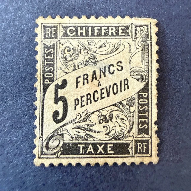 France - Yvert 24 Tax "Duval 5fr" mint * with hinge. Signed Calves.