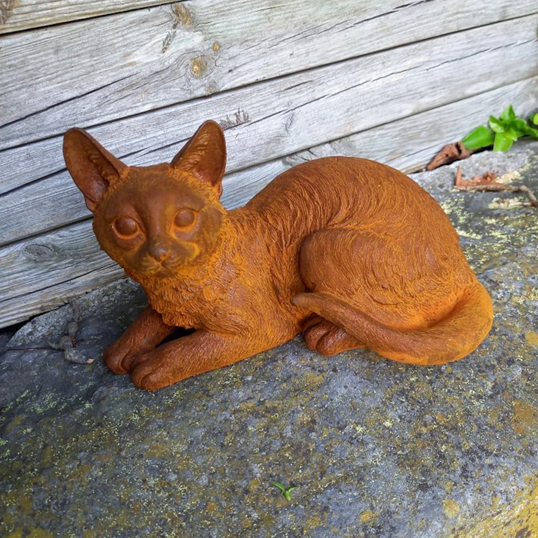 Sculpture, "Liggende Kat" - 22 cm - Cast iron