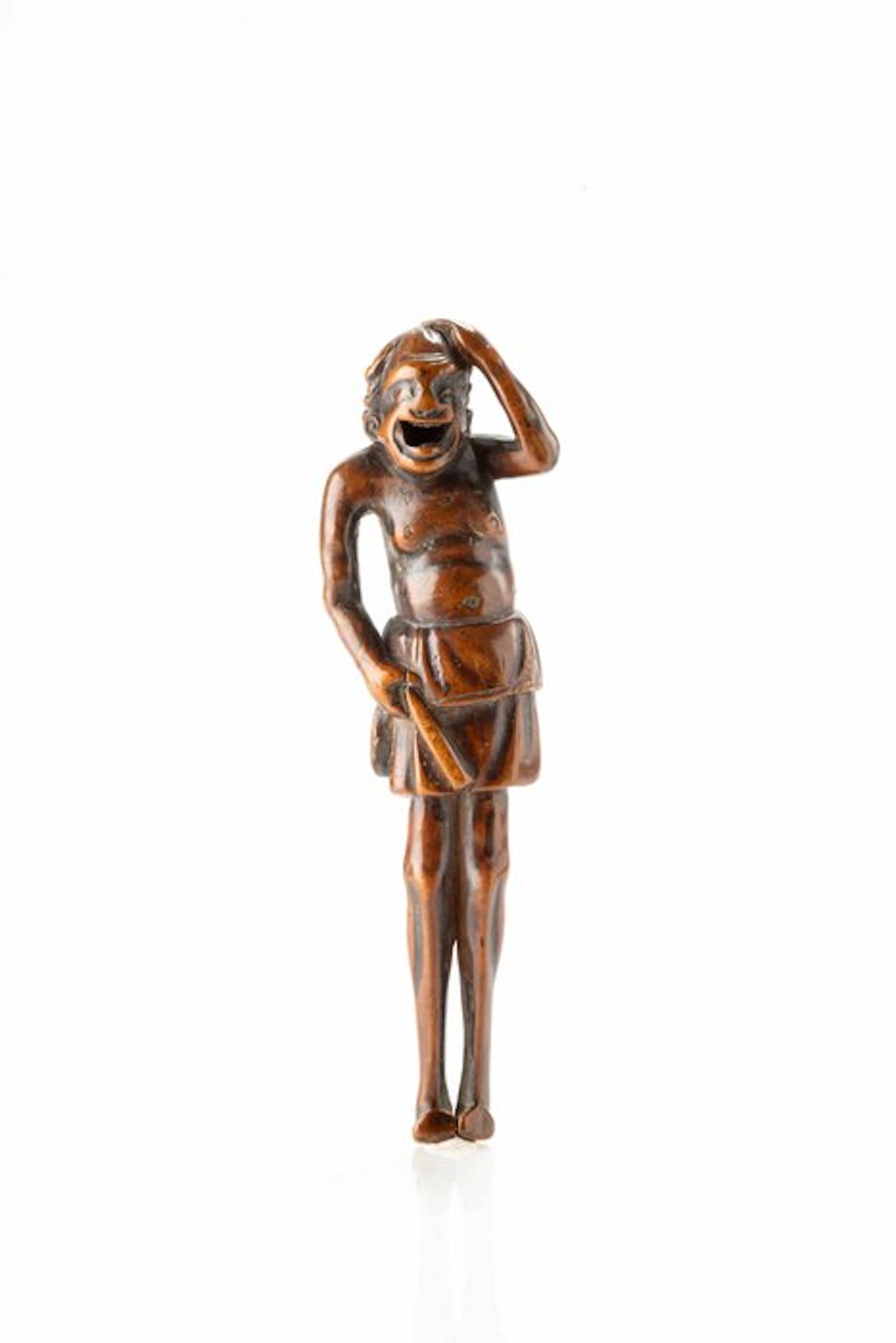 A large boxwood netsuke with an excellent patina and...