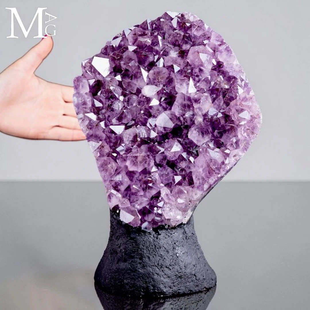 Brilliant Deep Violet Amethyst Druse with Sparkling...