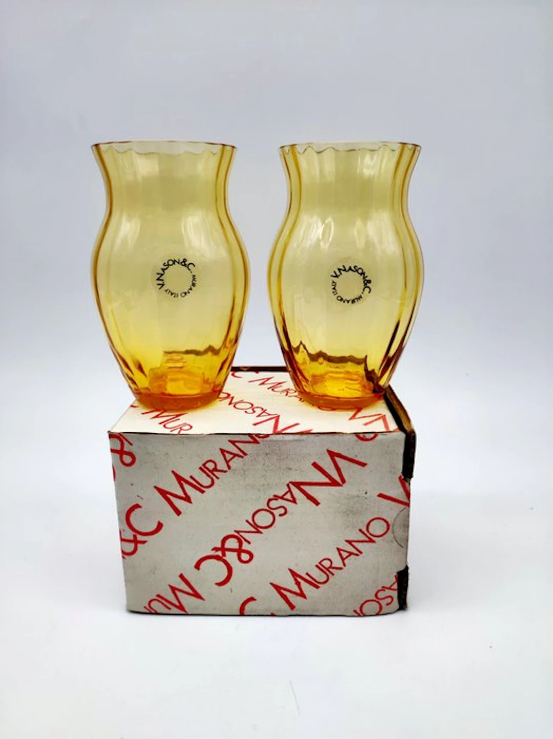 V.Nason&C. - Vase (2) - Eklettika Ambra vintage - Murano glass - Amber vase