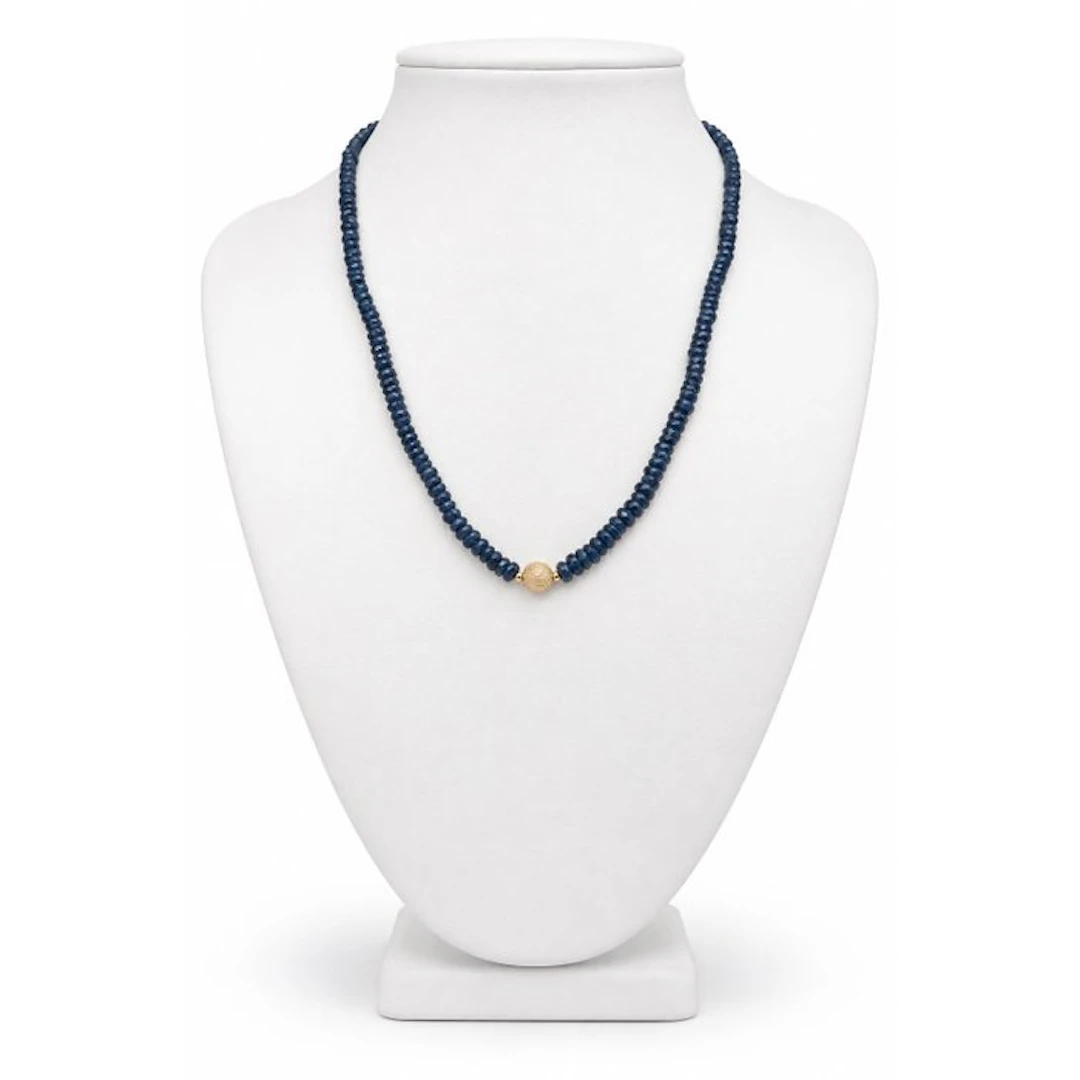 No reserve price - Necklace - 18 kt. Yellow gold Sapphire
