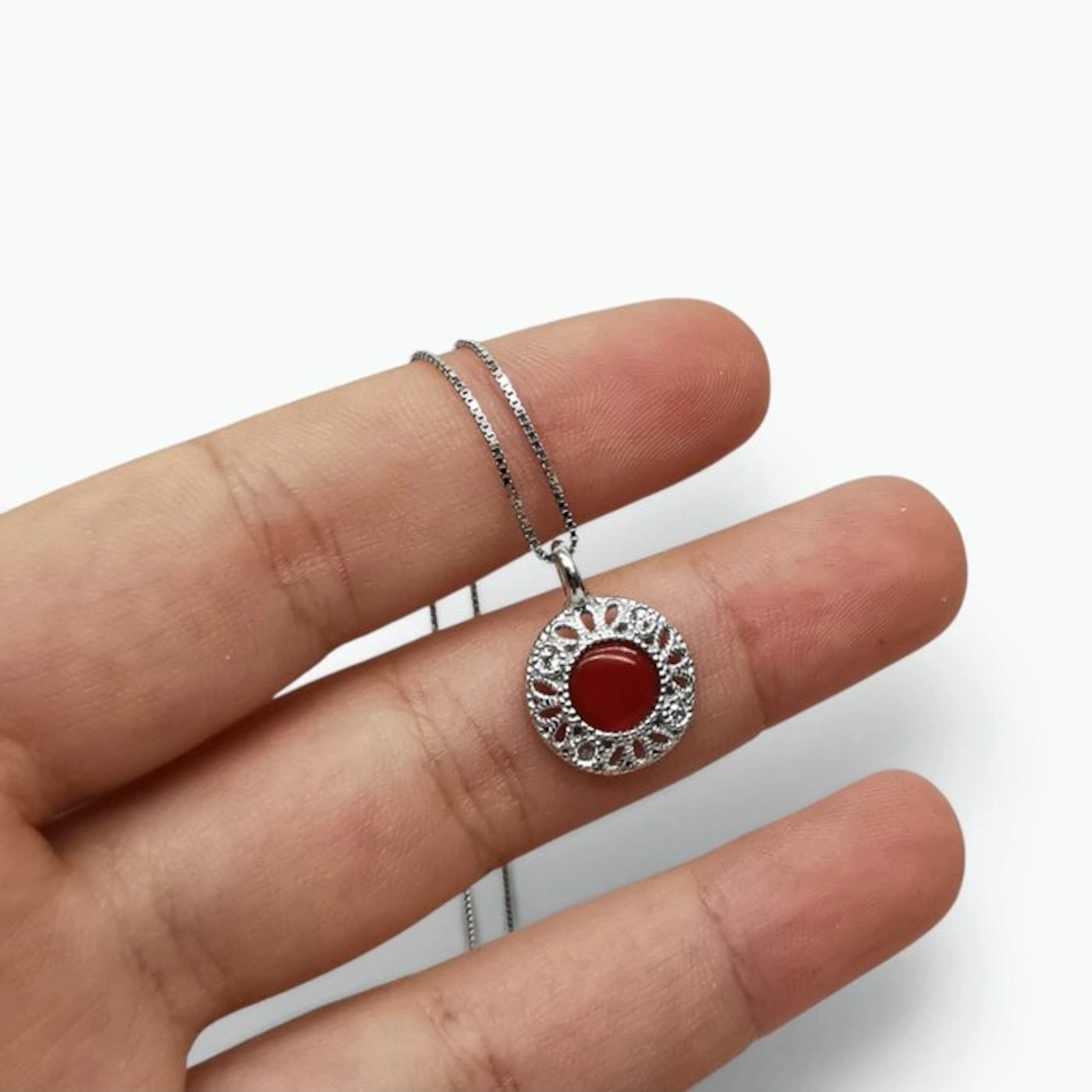 Coral - Sterling Silver 925 - Necklace with pendant - Italian craftsmanship