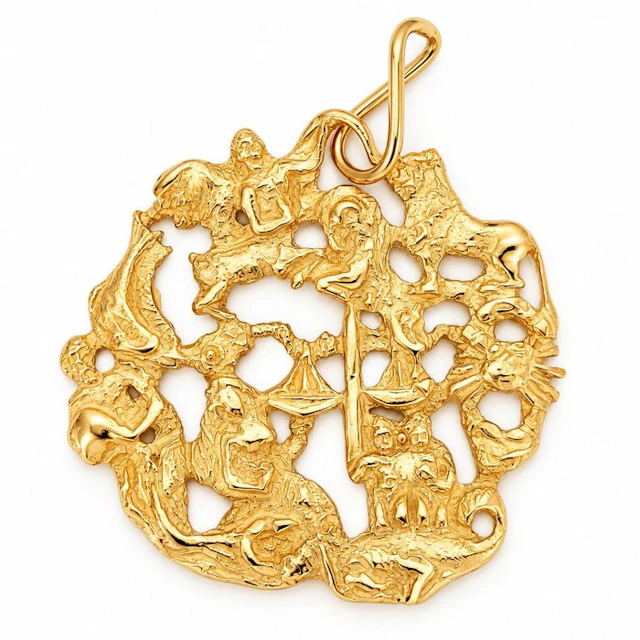 Pendant - 18 kt. Yellow gold - Made in Italy - Handmade