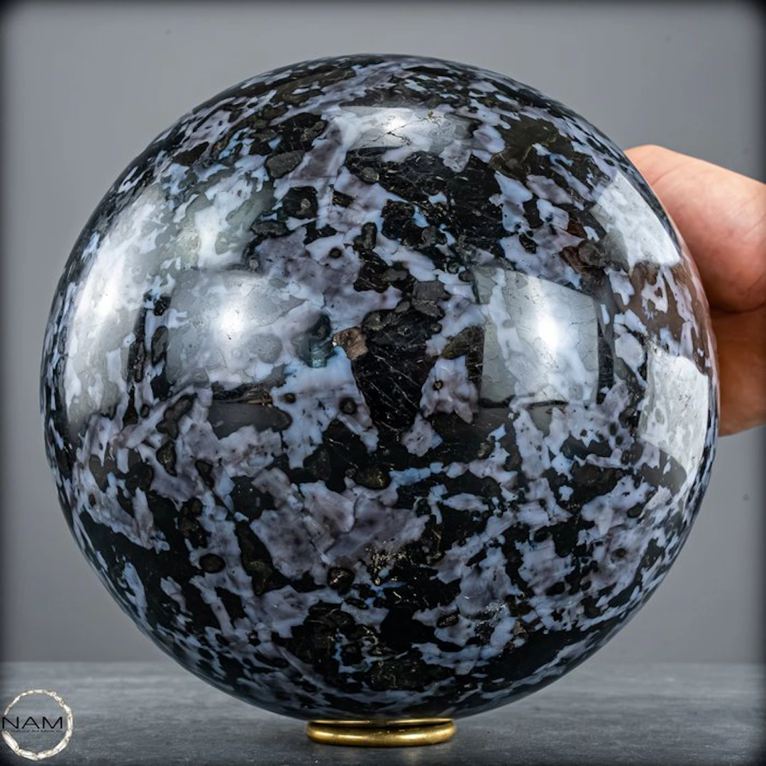 Natural Merlinit ball – mysterious depth between light and shadow- 10263.42 g