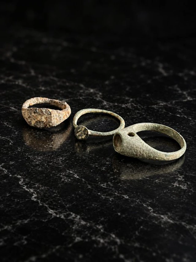 Medieval Bronze Group of Three Finger Rings 10th to 15th...