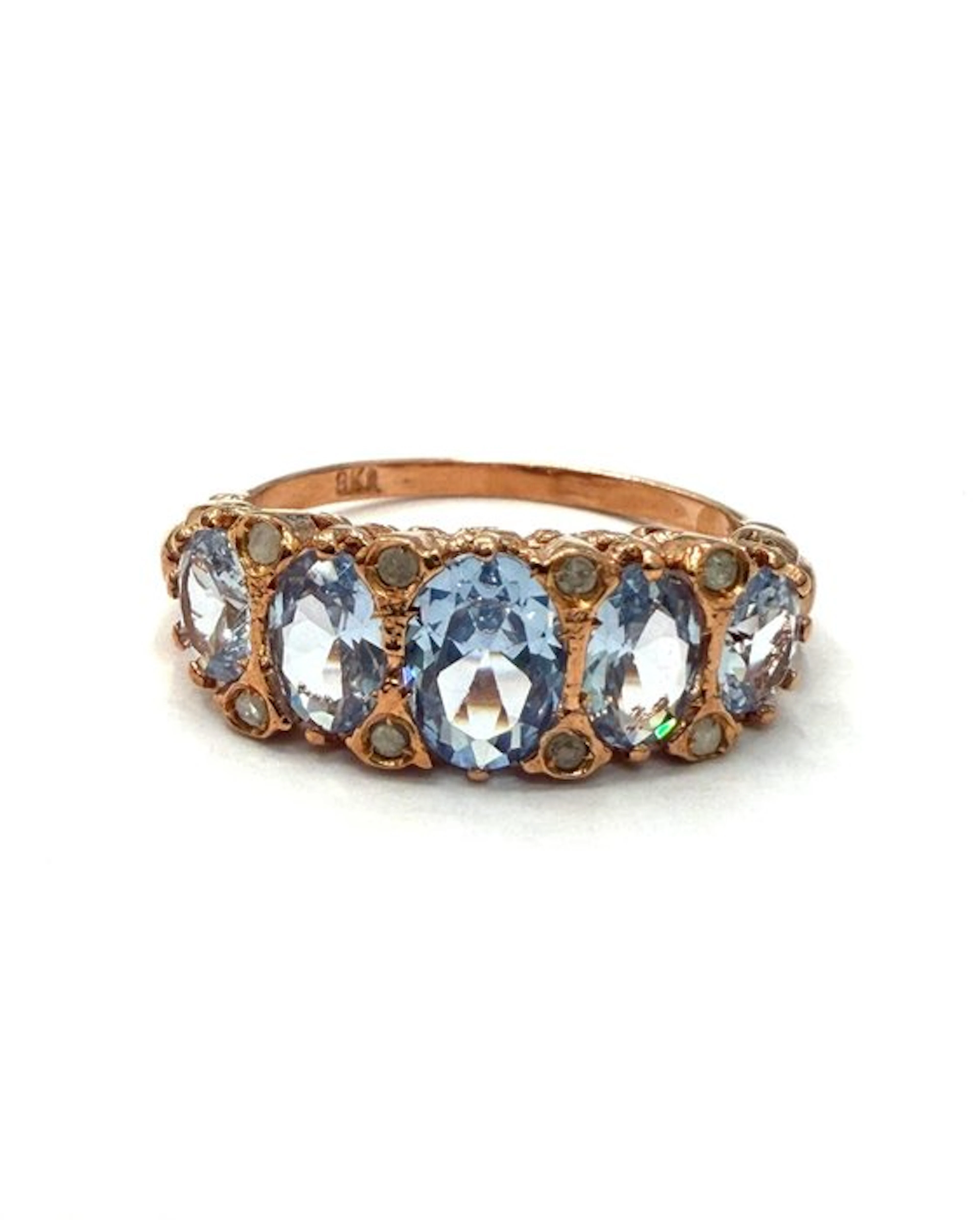 No reserve price - Ring - 9 kt. Rose gold, Silver Spinel - Diamond