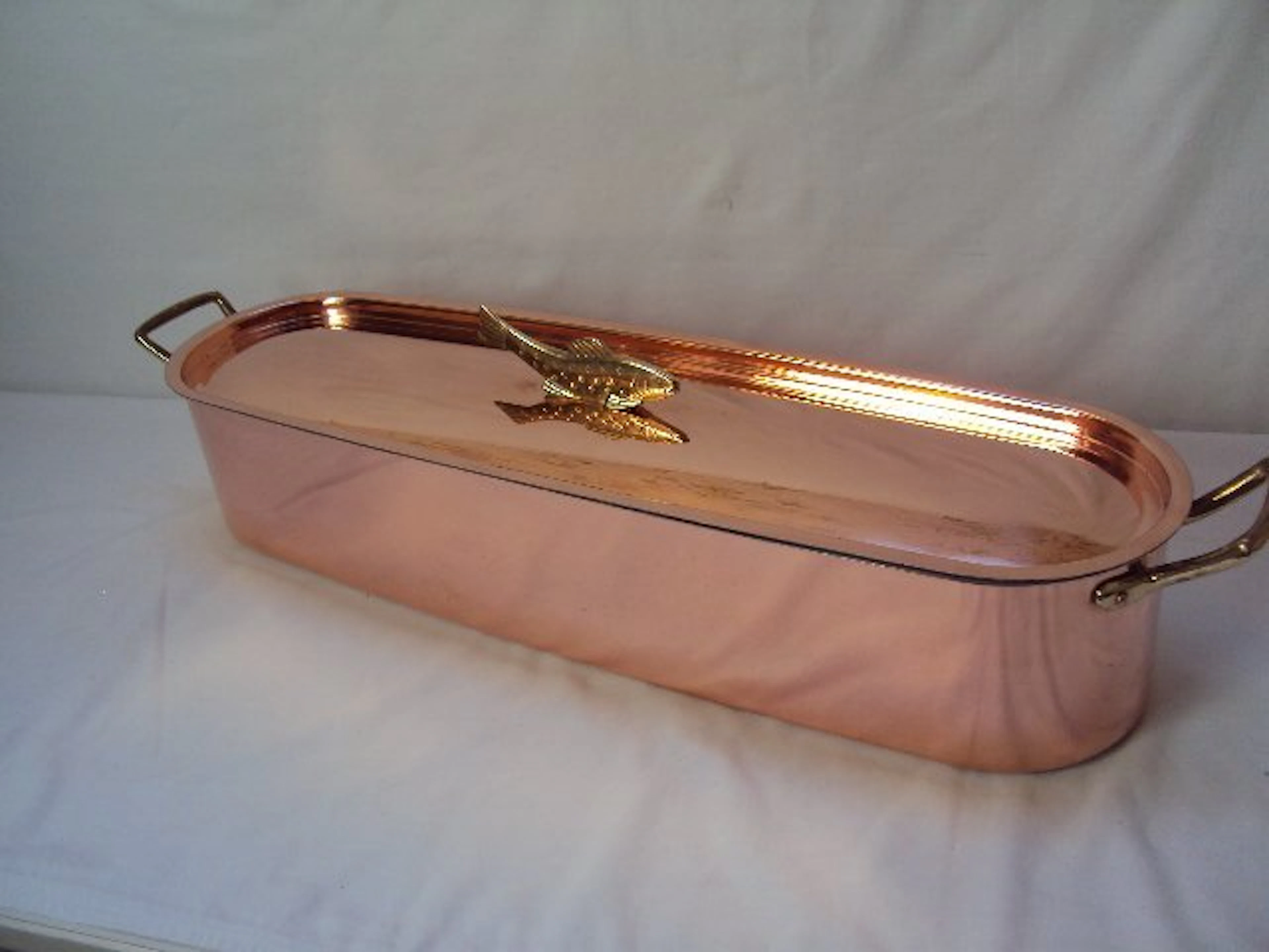 Poissonnière professionnelle étamée - Fish serving set - Copper, Brass, Tin