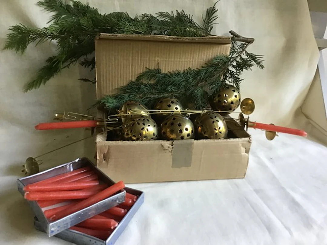 Christmas baubles (14) - Copper - Antique candle holders