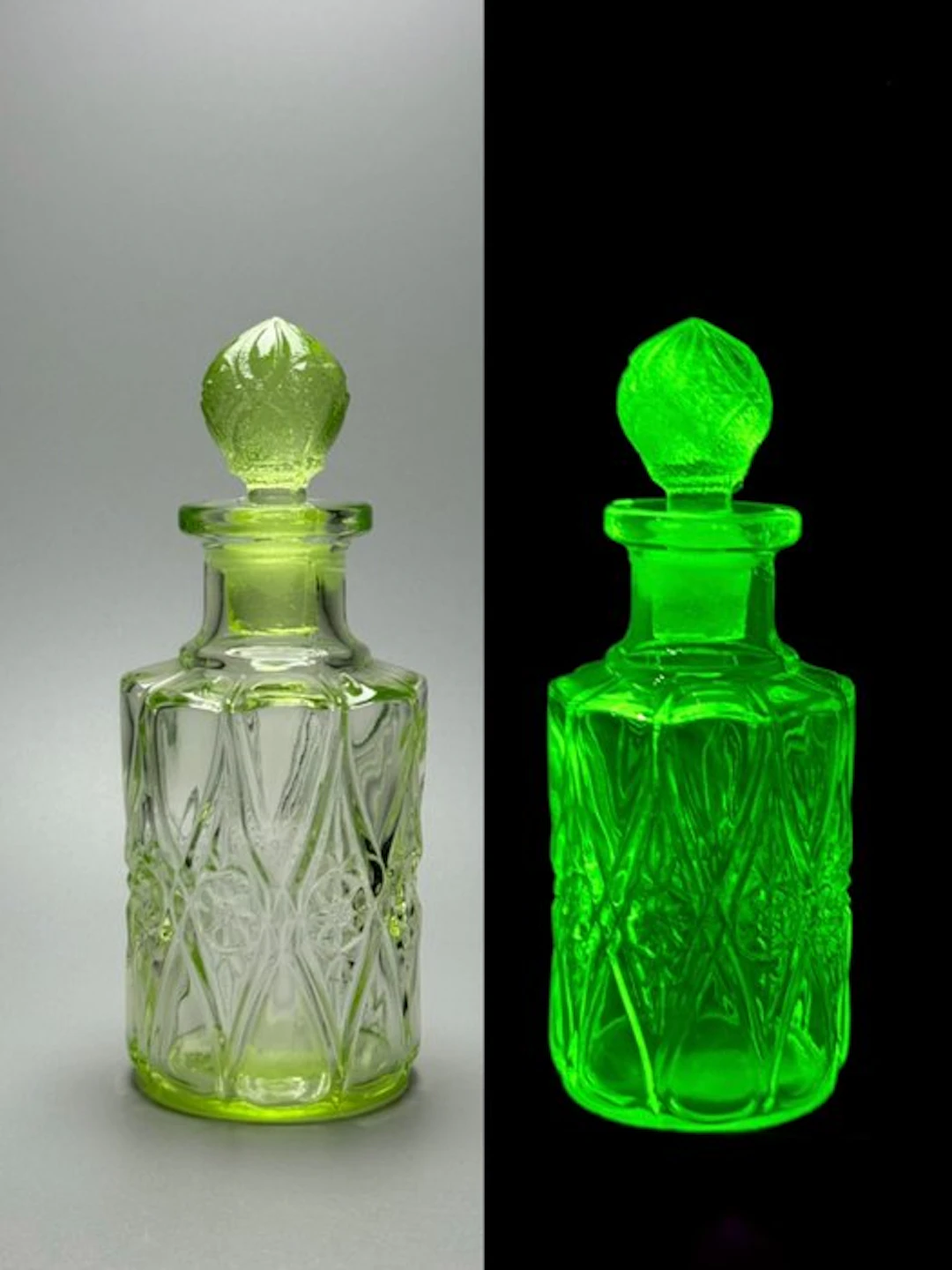 Verreries de Scailmont - Perfume bottle - Uranium glass - ART DECO - 1930s