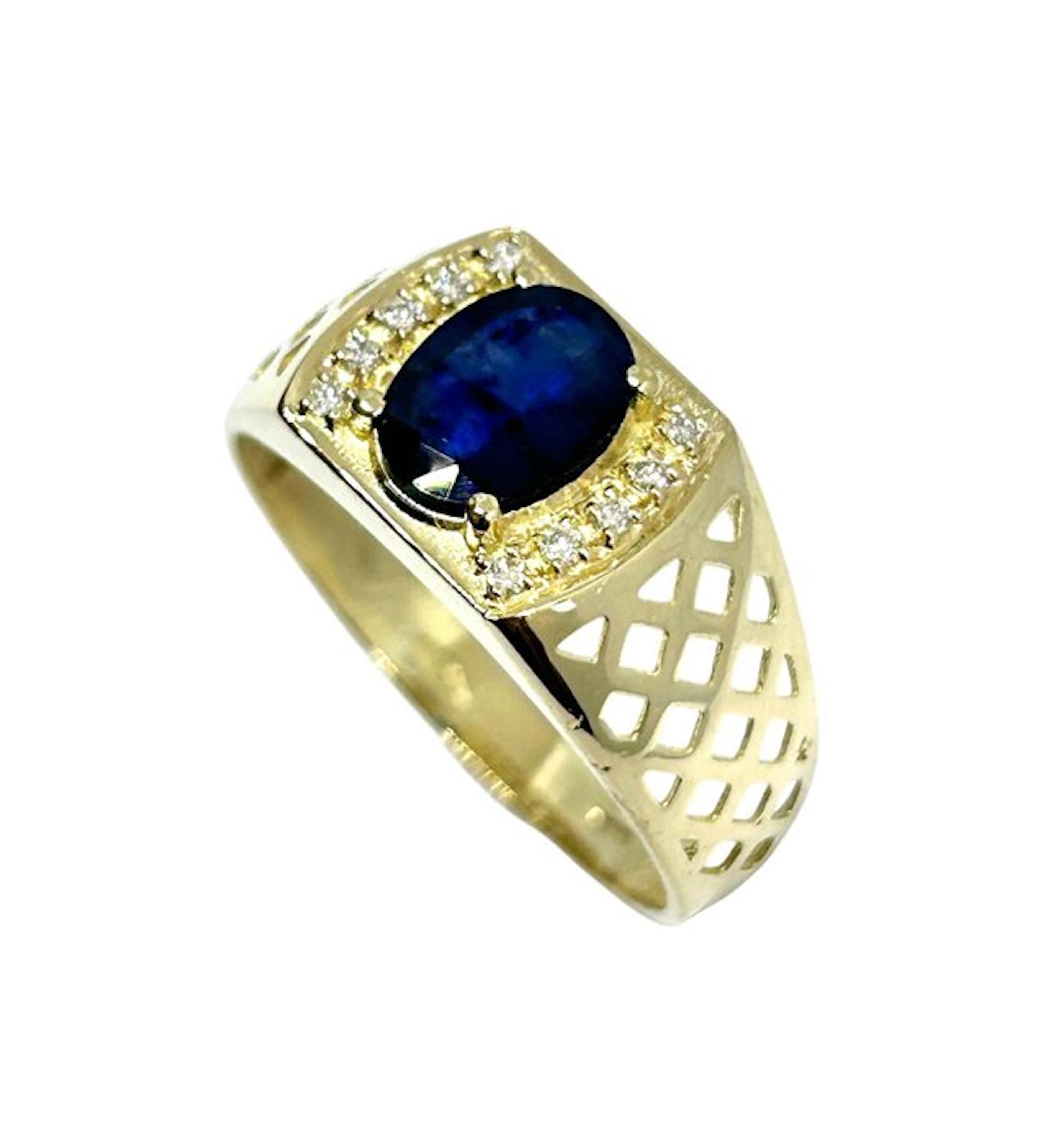 Ring - 18 kt. Yellow gold - 2.30ct. tw. Sapphire - Diamond