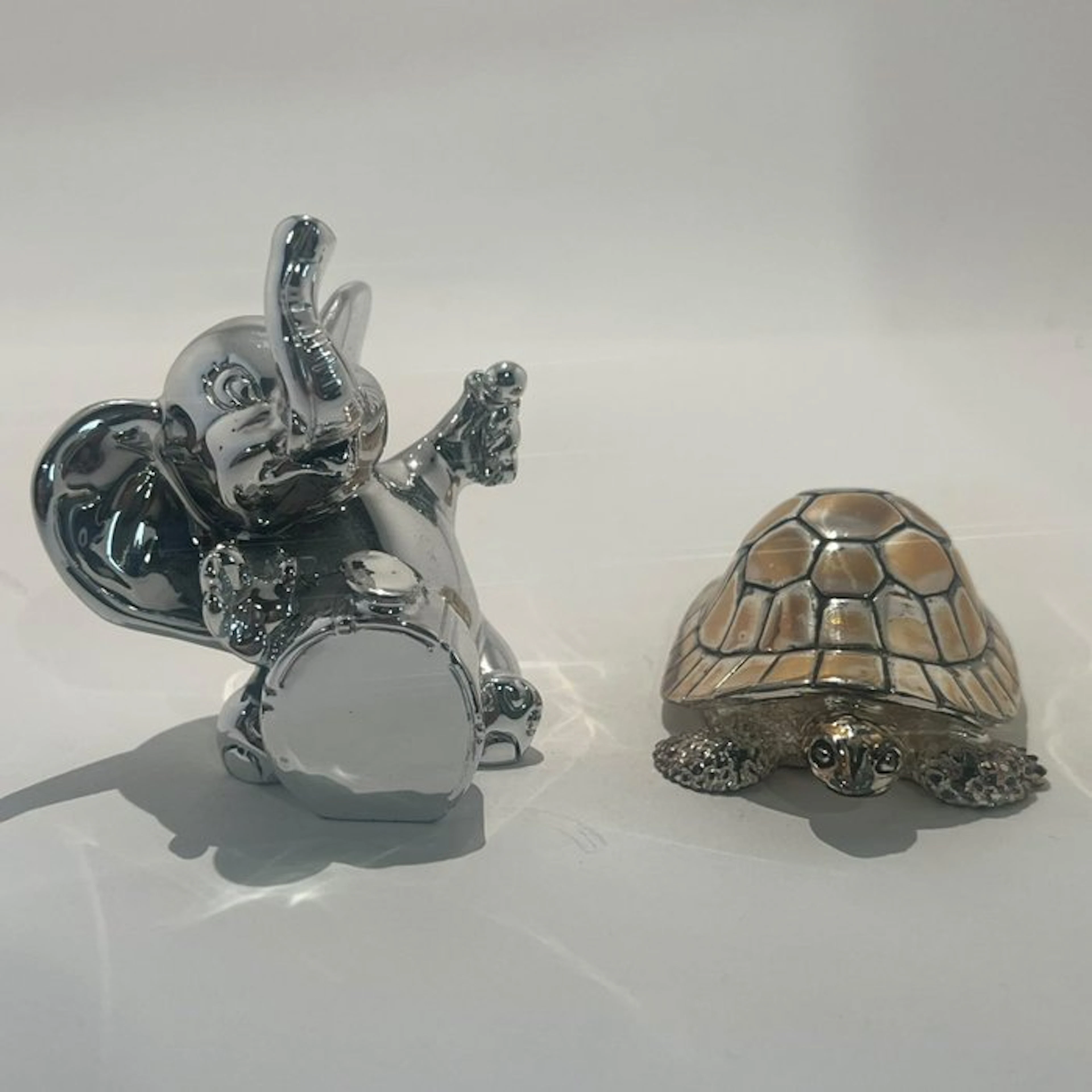 Sculpture, elefantino e tartaruga - 6 cm - Silverplated
