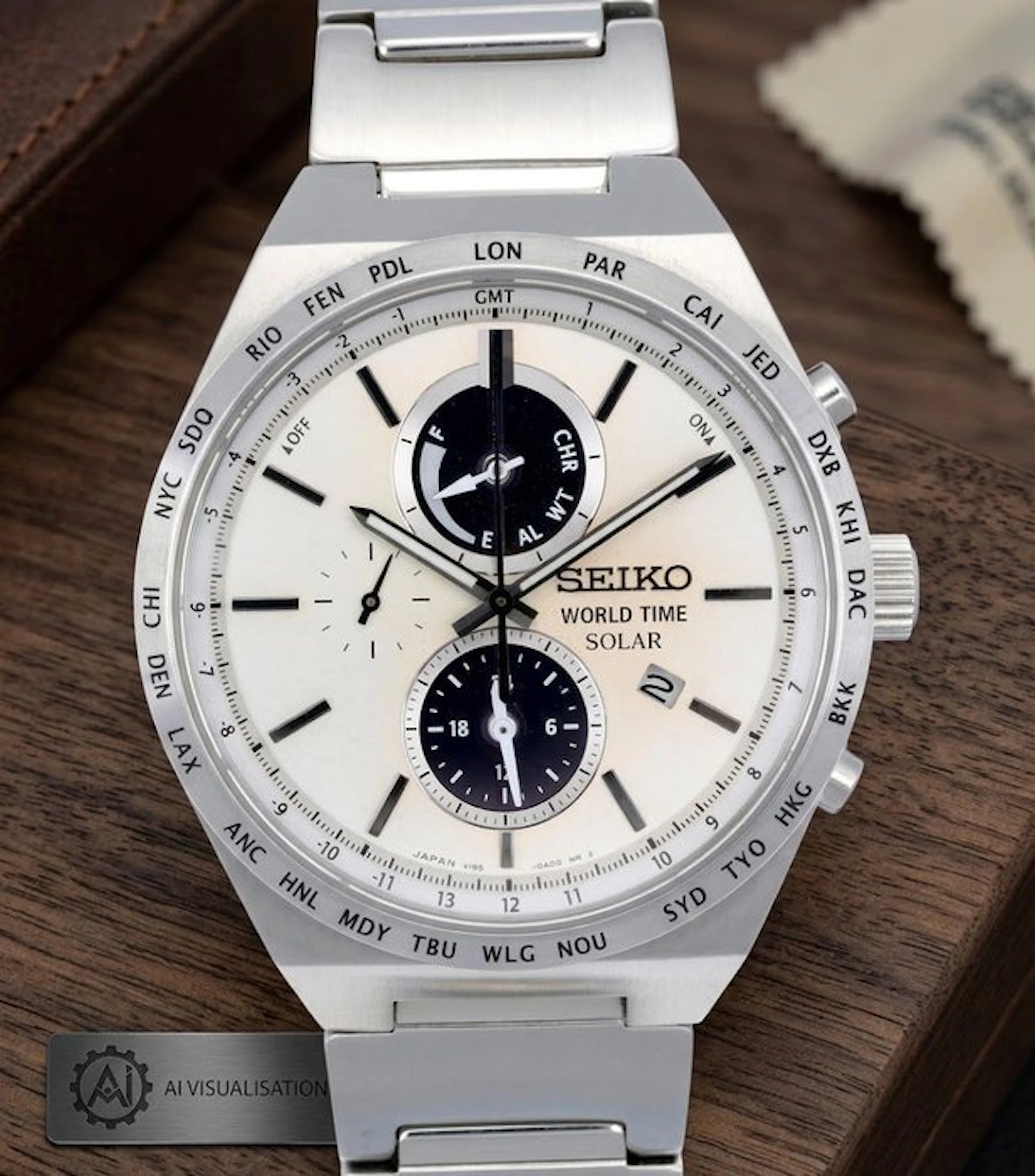 Seiko - World Time Solar - No reserve price - V195-0AE0 - Men - 2010-2020