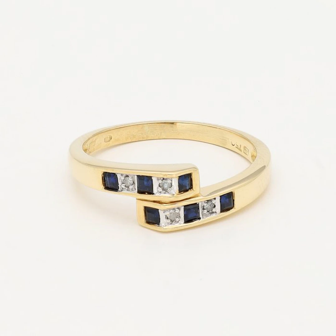 Ring - 18 kt. Yellow gold Sapphire - Diamond