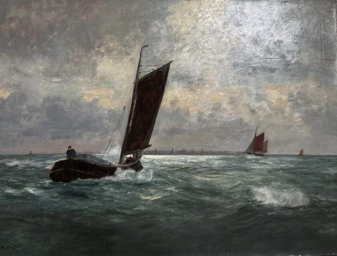 Alexander Essfeld (1874–1939) - Segler auf stürmischer See vor der Küste