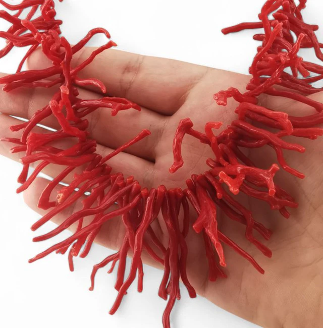 Coral - Silver - Necklace - artisanal craftsmanship