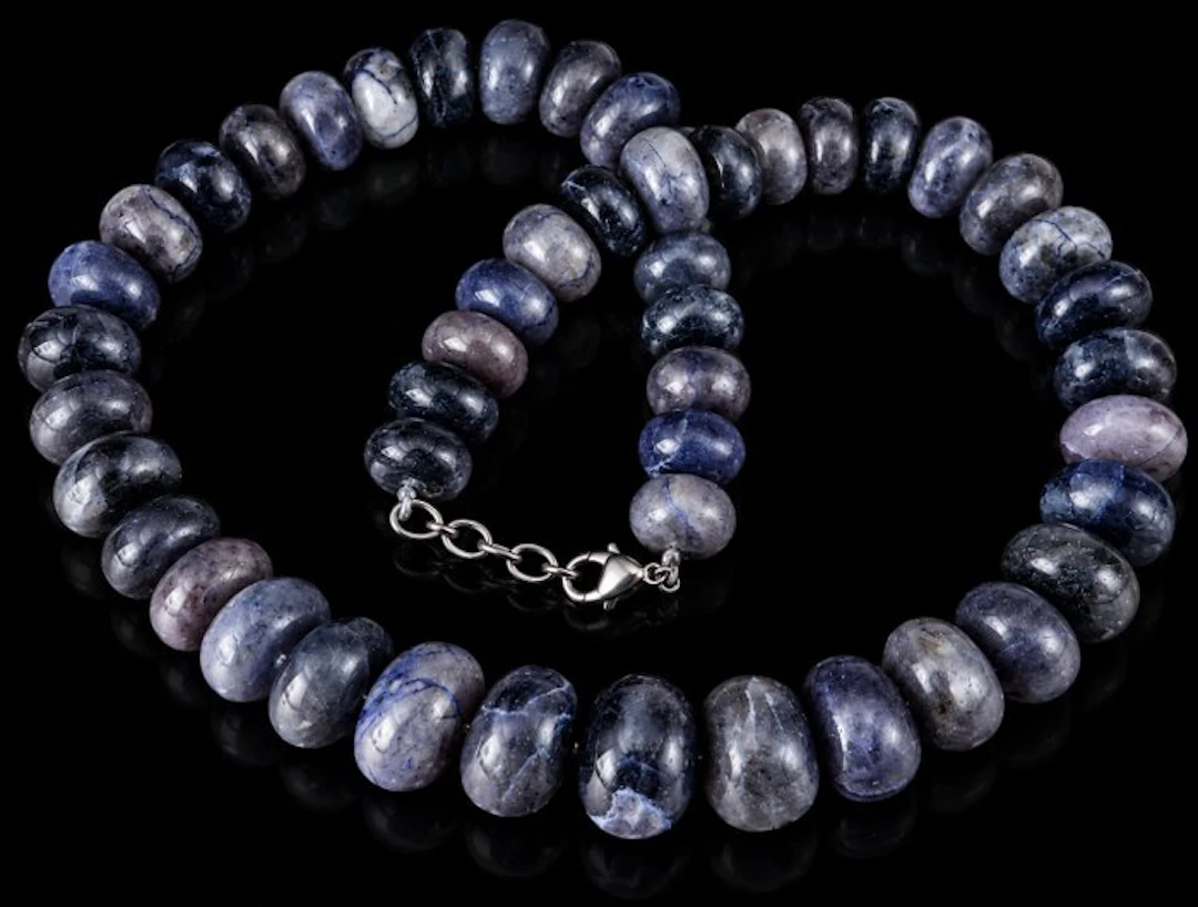 Natural lolites - Necklace of 55 flattened round beads...