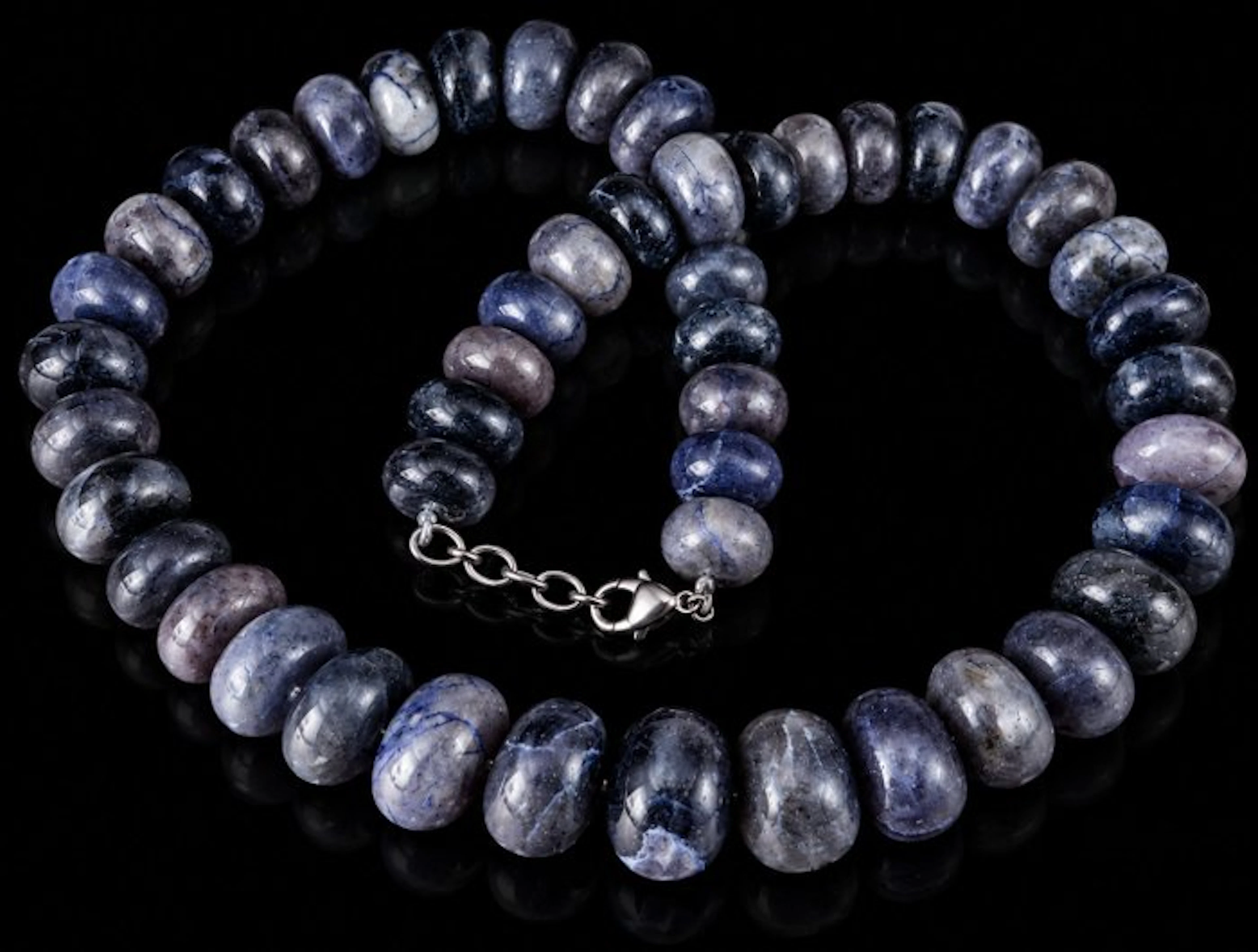 Natural lolites - Necklace of 55 flattened round beads...