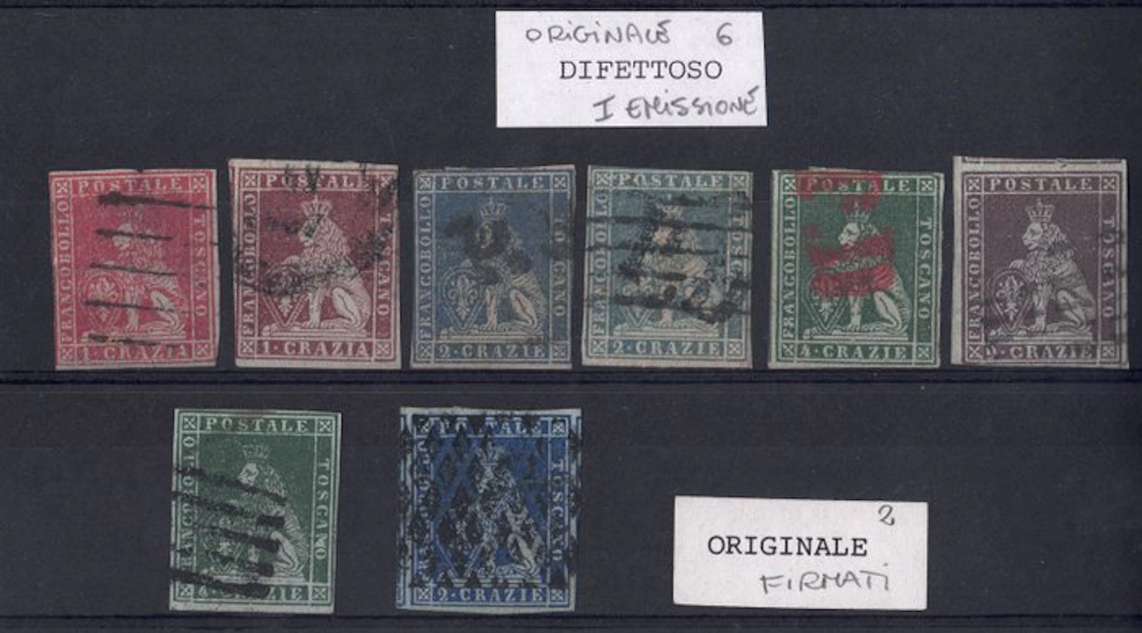 Italian Ancient States - Tuscany - First issue | 8 originals – Sassone 4