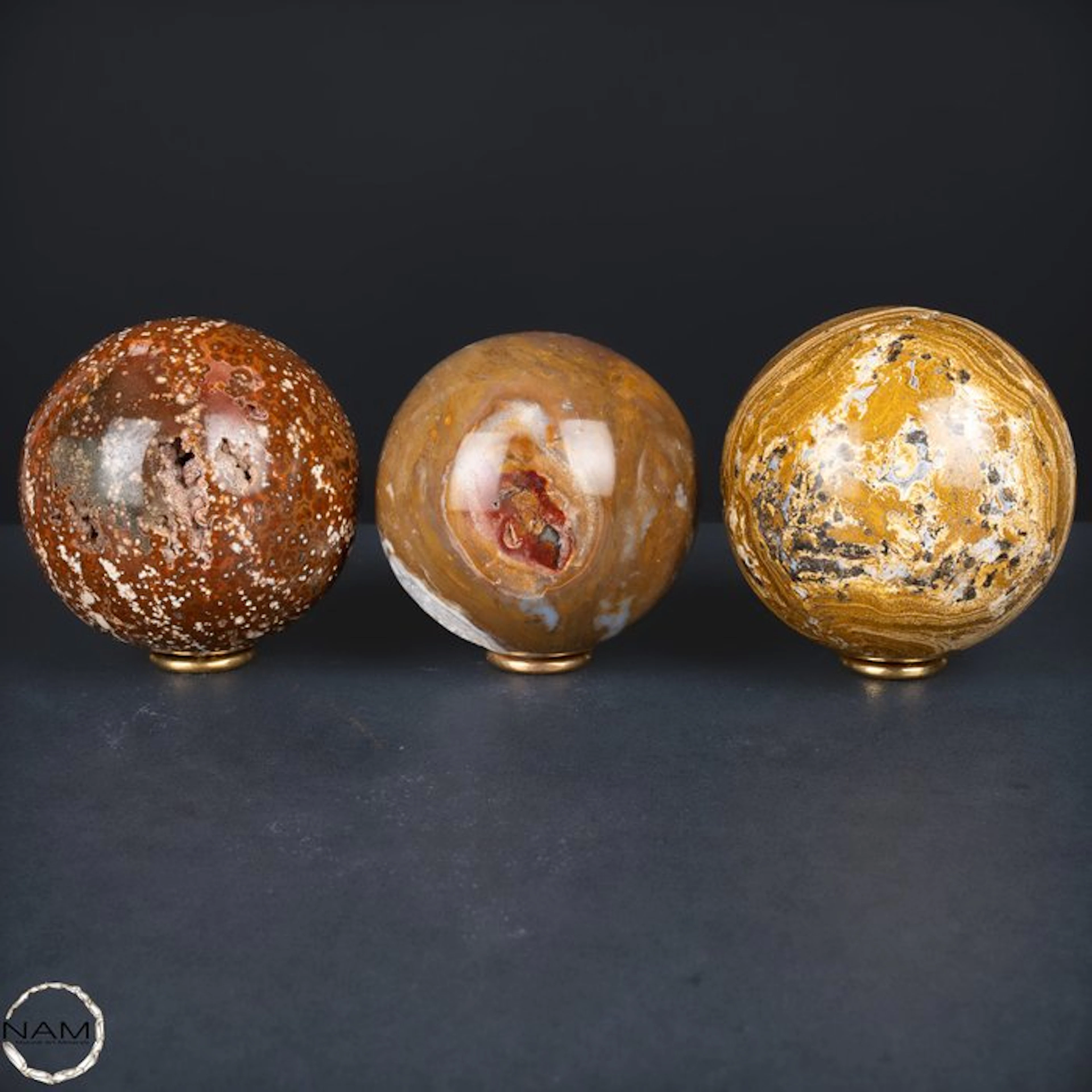Ocean Jasper Sphere Set – Unique natural art with...